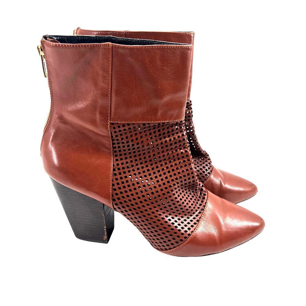 Kelsi Dagger Brooklyn Women's brown Zidane Perforated leather heel Boots size 10 - Picture 2 of 11